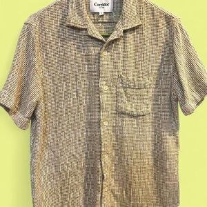 Corridor Men's Khaki and Olive Woven Short Sleeve Shirt